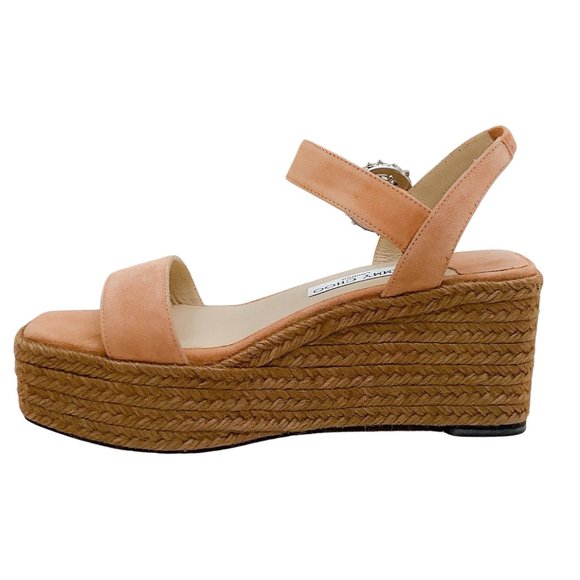 Jimmy Choo Caramel Suede Mirabelle Sandals with Crystal Buckle - Picture 3 of 10